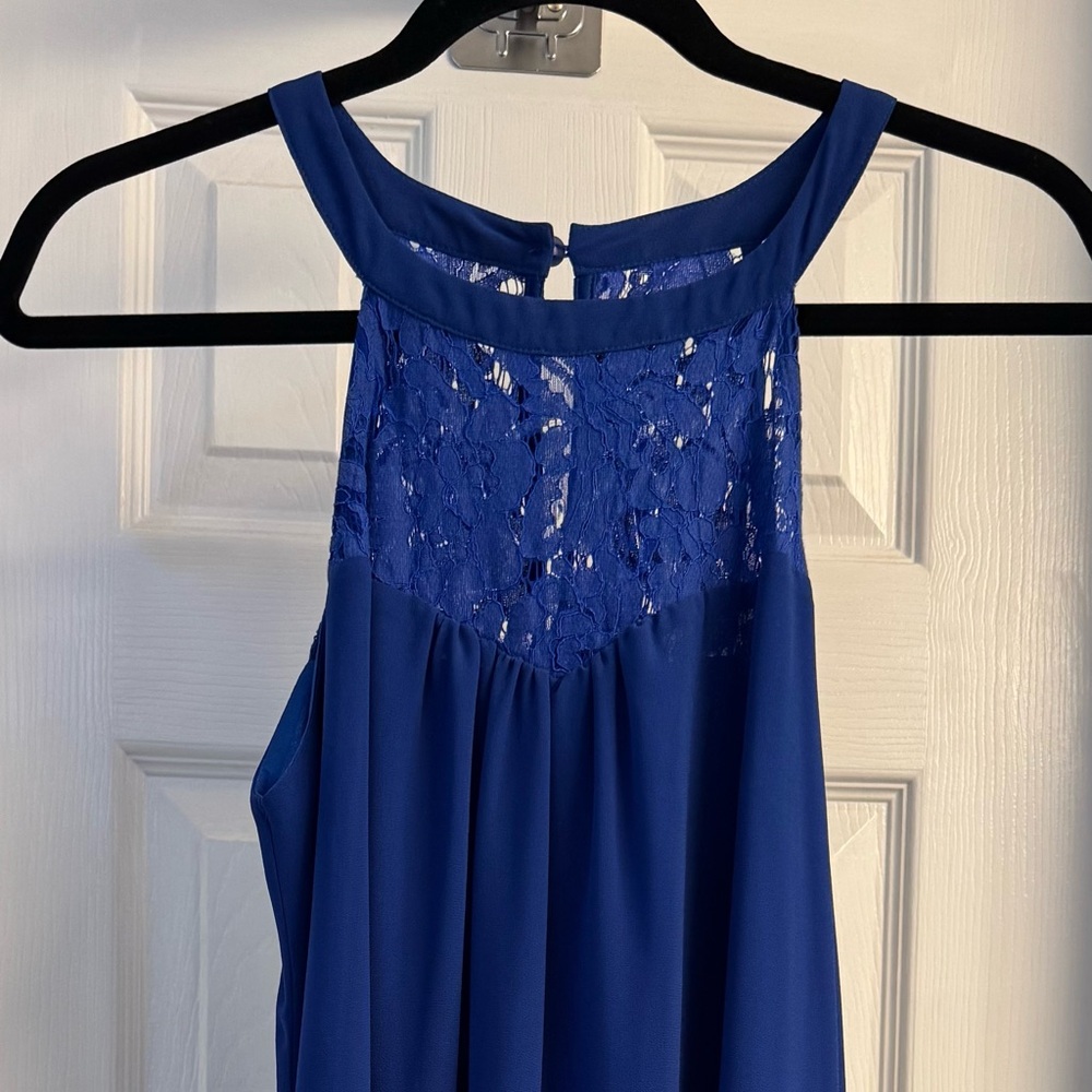 Elegant Blue Lace Women's Dress